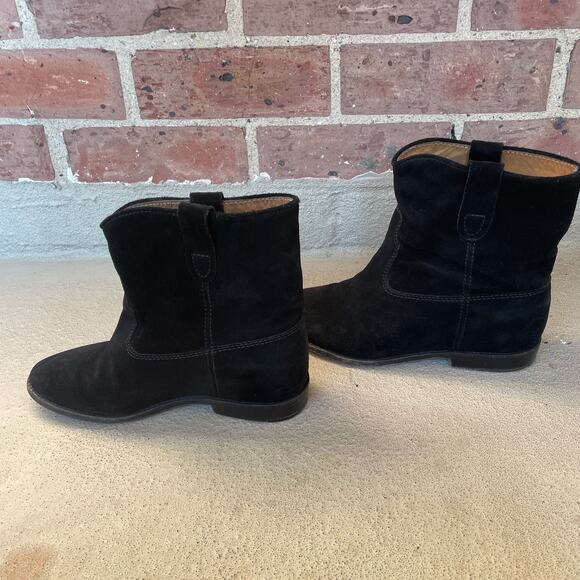 Isabel Marant Crisi Slouchy Black Suede Ankle Boots Booties sz 37 Hidden Wedge - Picture 15 of 15